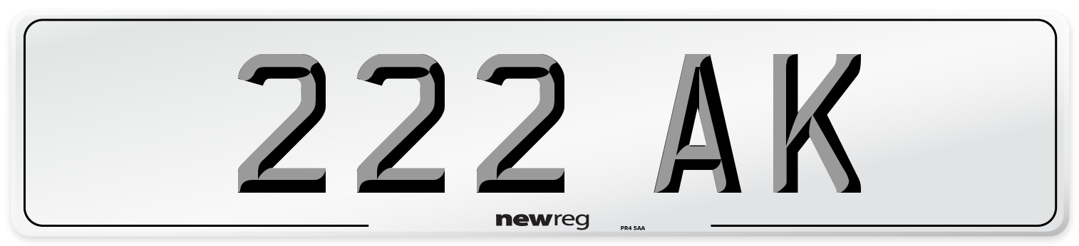 222 AK Number Plate from New Reg